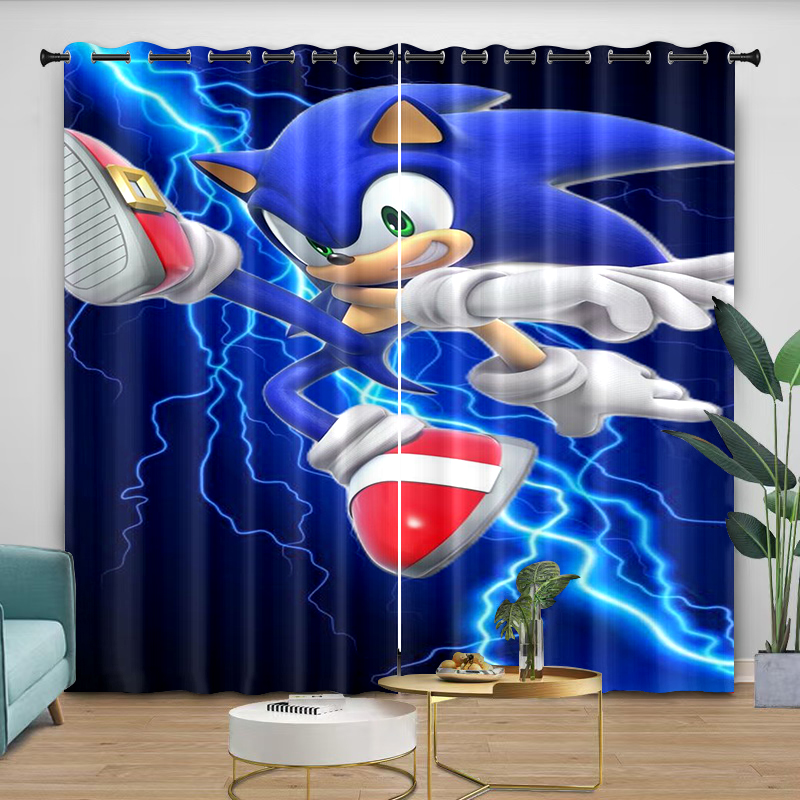 Curtain Rods - Curtains sonic Cartoon Digital Printing Curtain