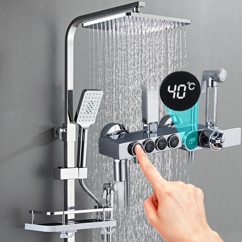 Faucet - Luxury Silver Led Digital Display Brass