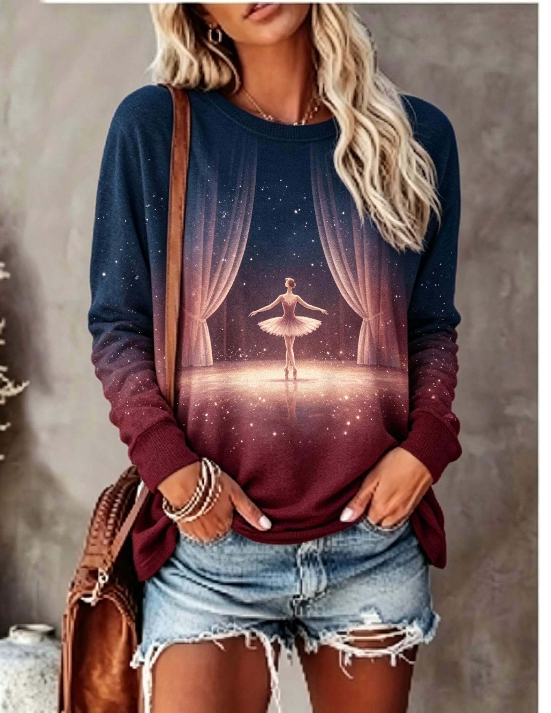 Wallpaper - Women Long Sleeve T‑Shirt Ballet Dancer