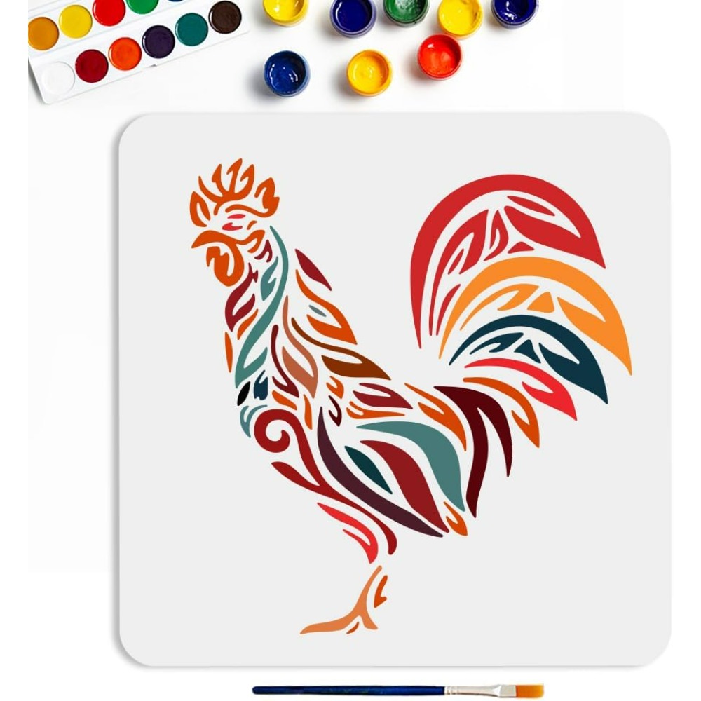 Paint Brush - Chicken Stencil 11.8×11.8inch Large Hen Rooster