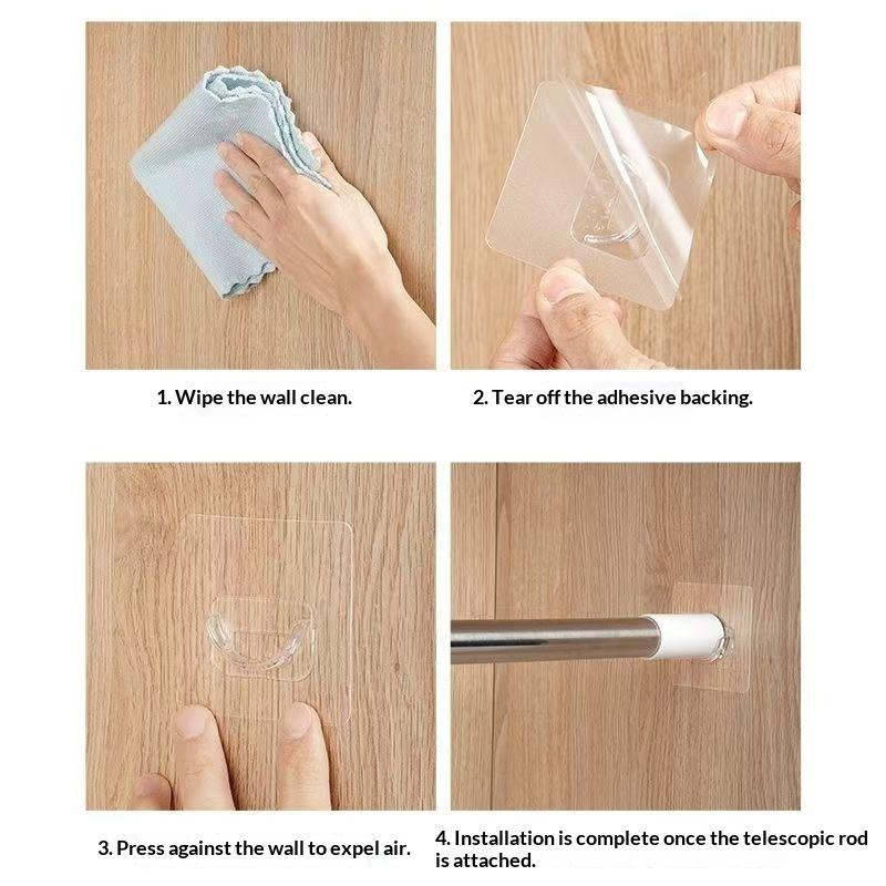 No Drill Transparent Self Adhe - Curtain Rods review and price