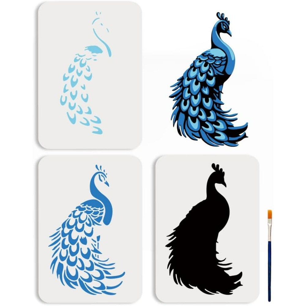 3Pcs Layered Peacock Stencils  - Paint Brush review and price