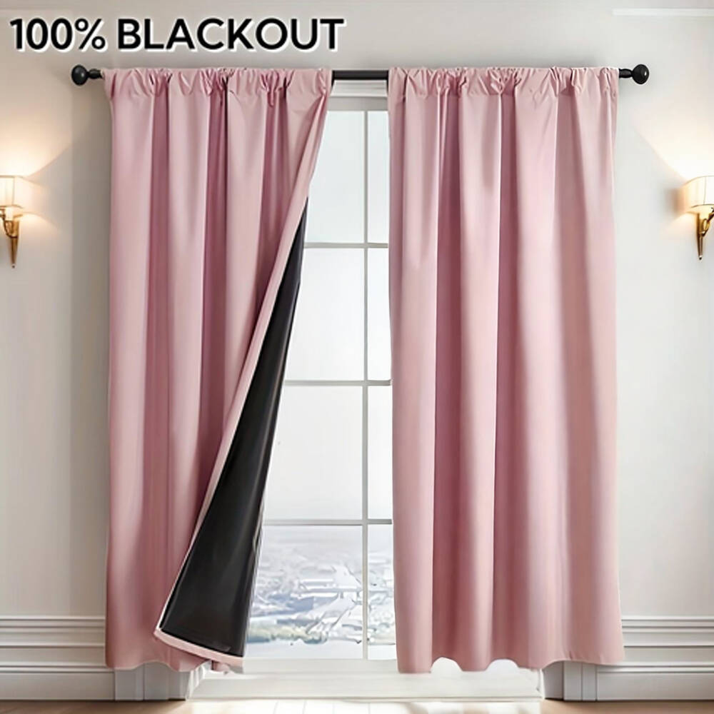 1pc 100% Blackout Curtain with - Curtain Rods review and price