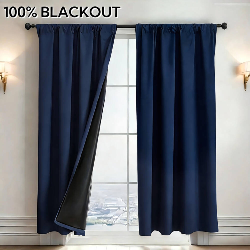 1pc 100% Blackout Curtain with - Curtain Rods review and price