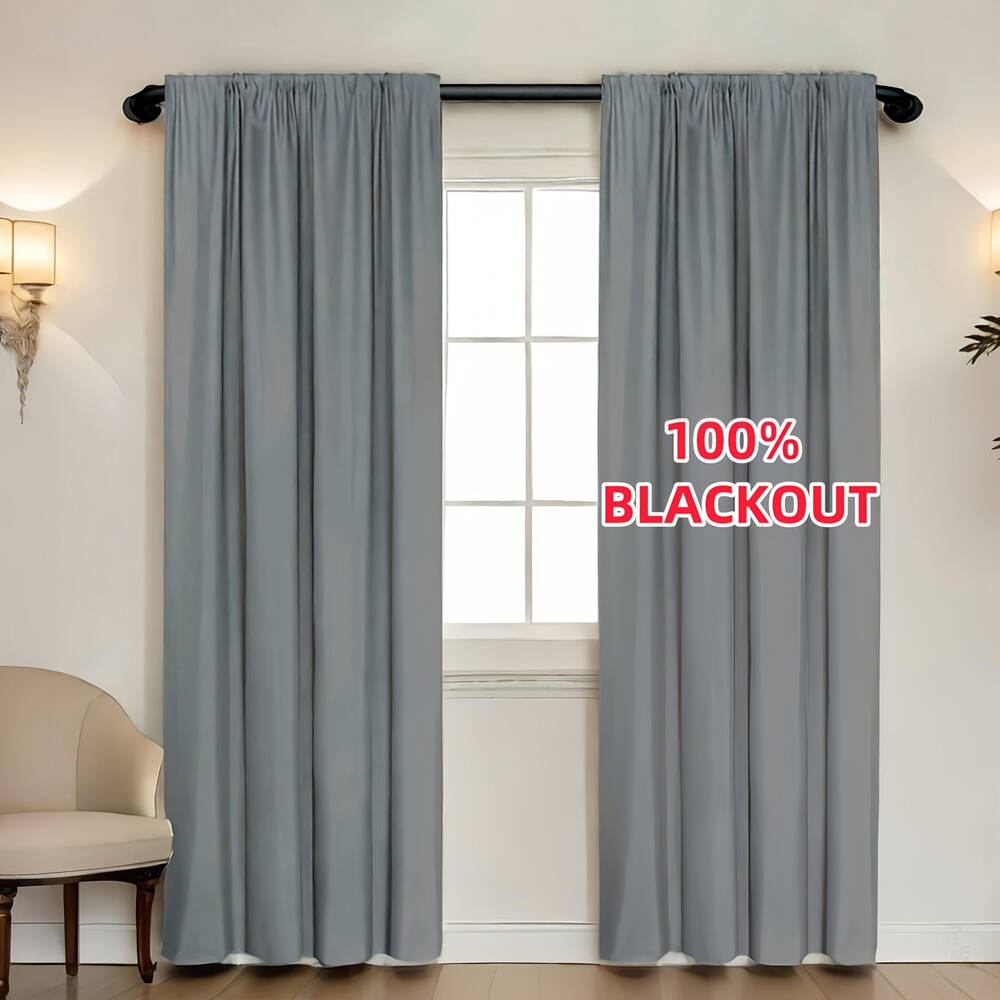 1pc 100% Blackout Curtain with - Curtain Rods review and price