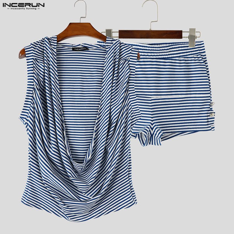 INCERUN Men Striped Sets Summe - Wallpaper review and price