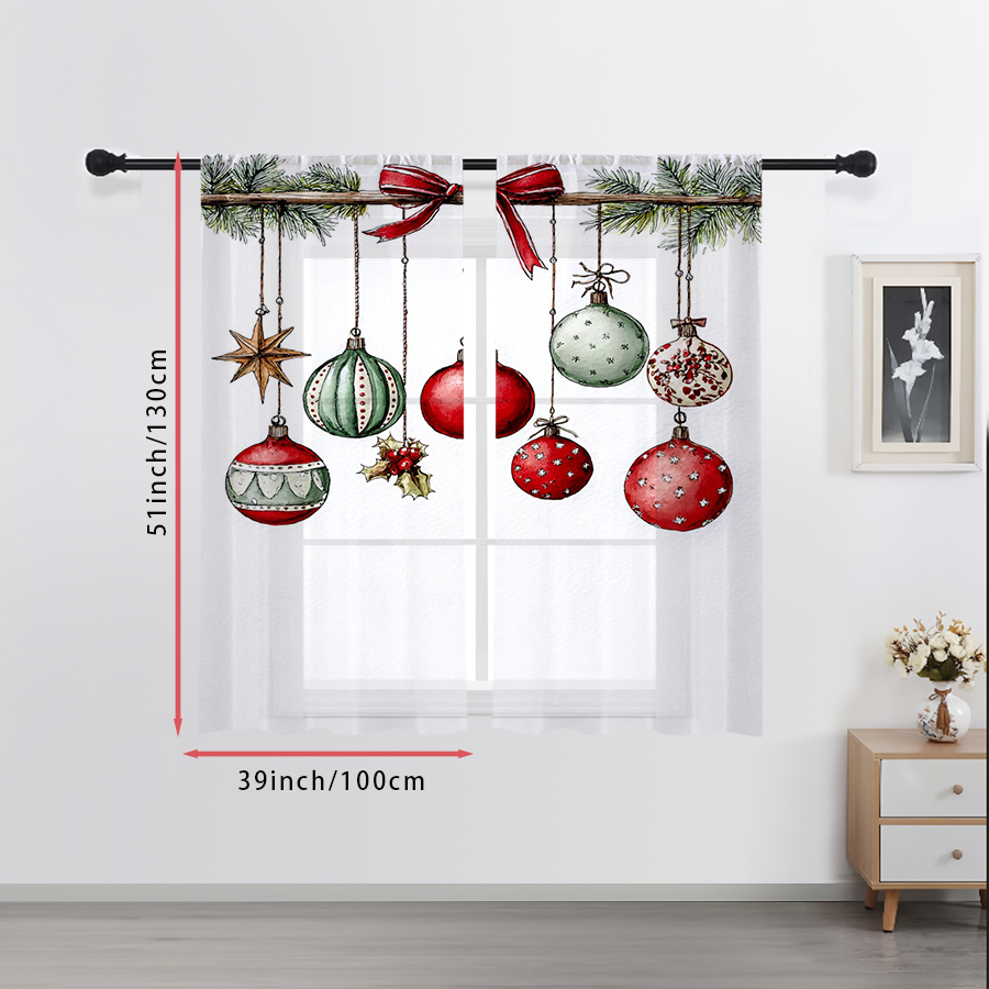 2PCS Christmas Winter Sheer Cu - Curtain Rods review and price