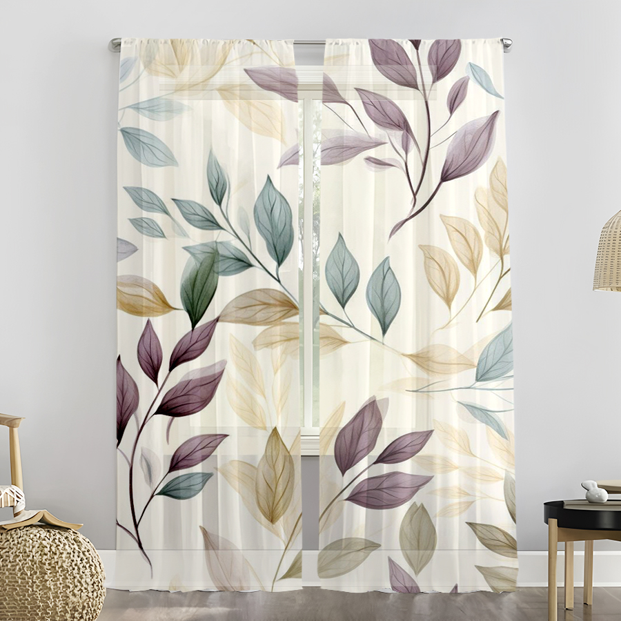 2PCS Sheer Curtains, Purple Bl - Curtain Rods review and price