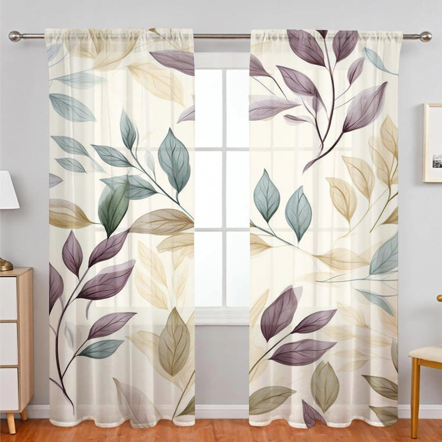 2PCS Sheer Curtains, Purple Bl - Curtain Rods review and price