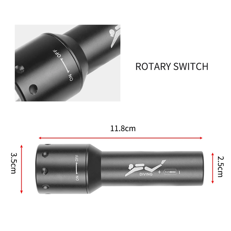 New T6 LED Diving Torch Long-R - Light Switch review and price